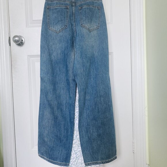 New Chic Blue High Waist Trendy & Flattering Wide Leg Jean Pants - Picture 5 of 6